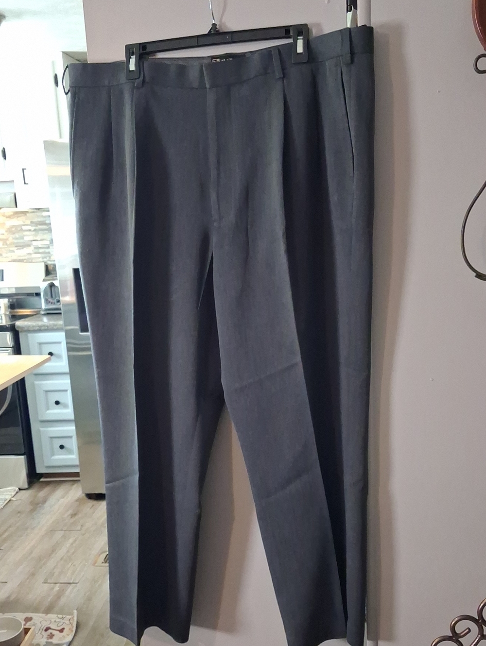 Haband Men's Gray Dress Pants - Classic Tailored Trousers